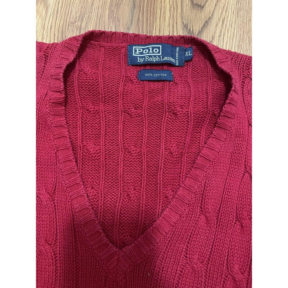 Polo Ralph Lauren Sweater Vest Mens XL Cable Knit Golf Crest V Neck - Picture 3 of 11